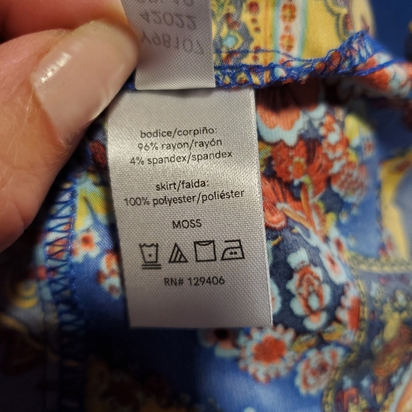 VENUS Navy Multi Handkerchief Hem Dress SIZE XS - Picture 3 of 5